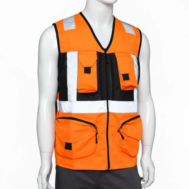chaleco geologo gabardina naranjo unisex (4)