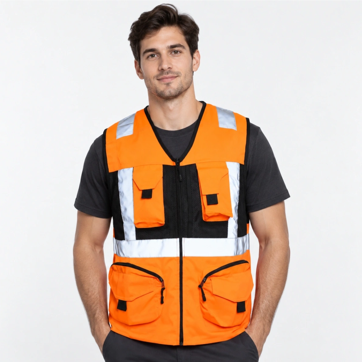 chaleco geologo gabardina naranjo unisex (5)