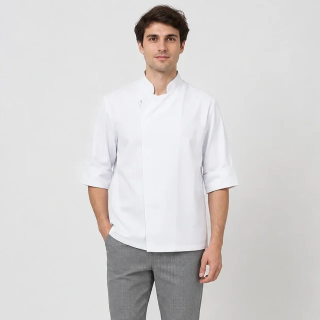 chaqueta chef blanca unisex con cierre cocina