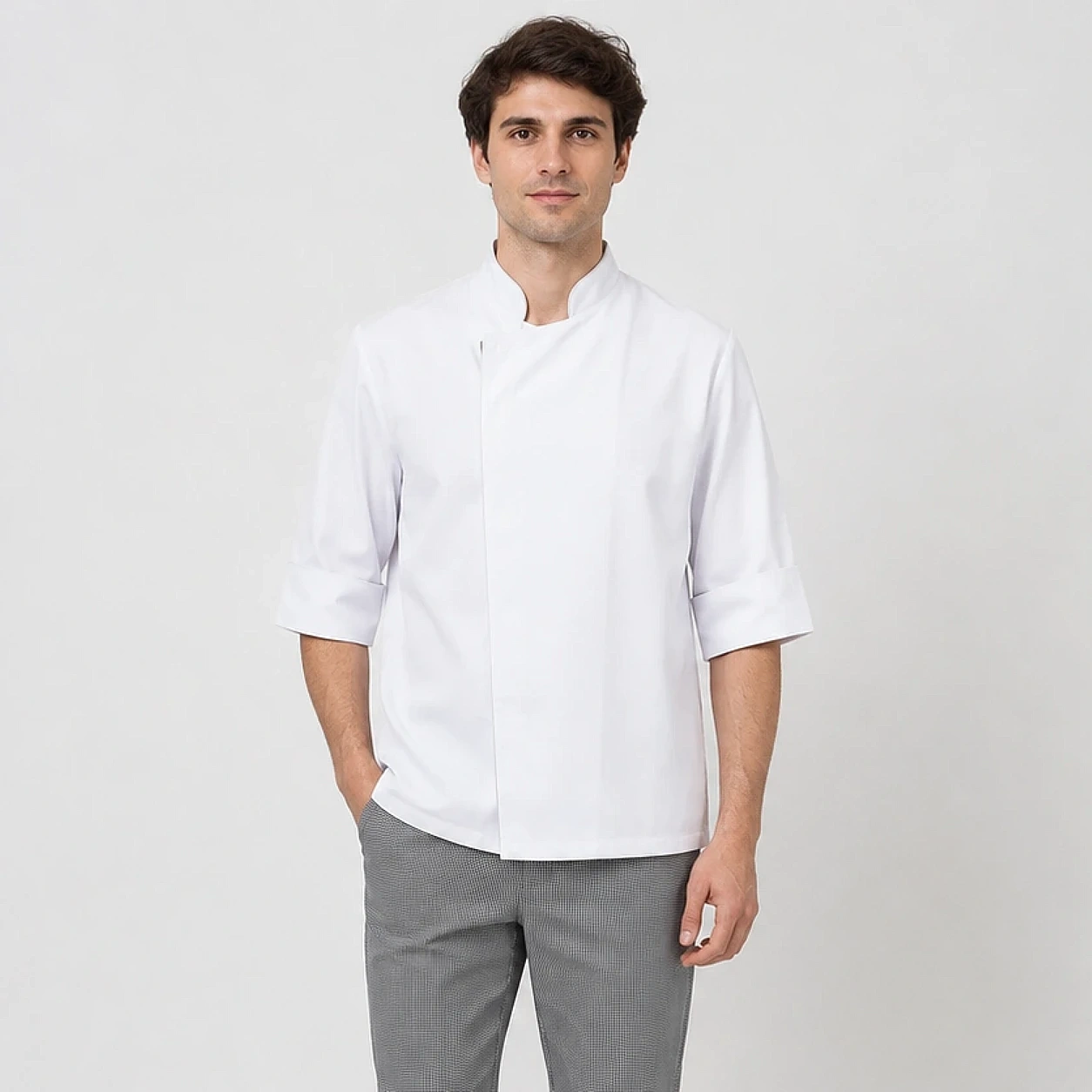 chaqueta chef blanca unisex con cierre cocina