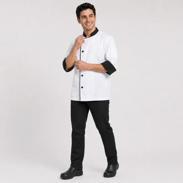 chaqueta chef blanco negro boton unisex (2)