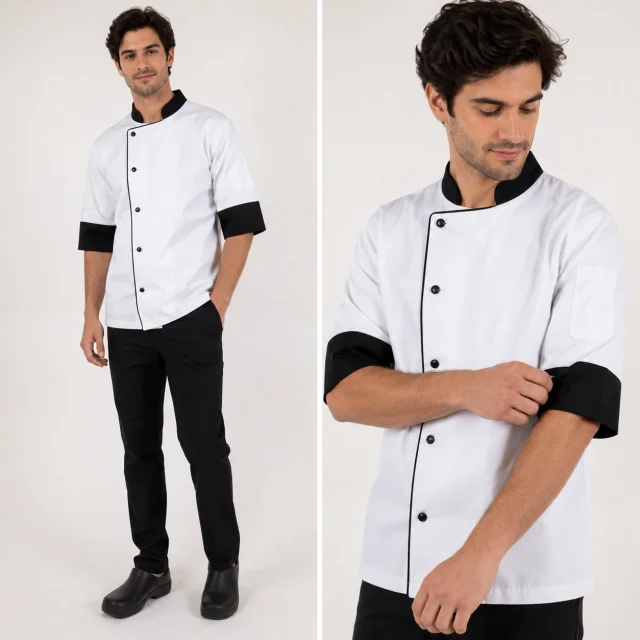 chaqueta chef blanco negro boton unisex (3)