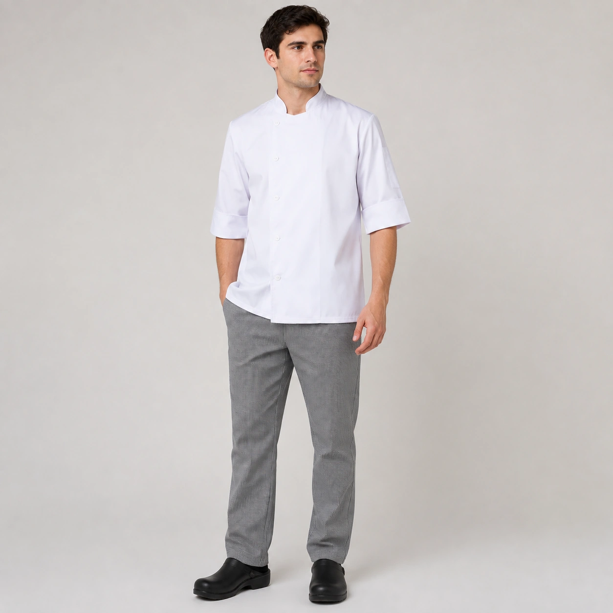 chaqueta chef boton blanca unisex