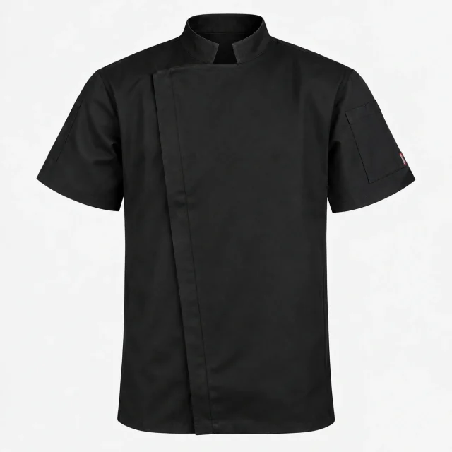 chaqueta chef cierre negra gabardina unisex (1)