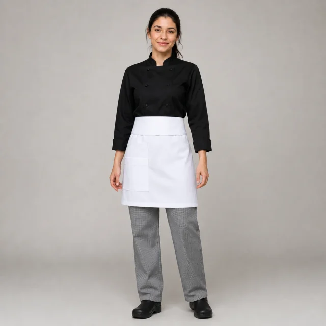 mandil corto blanco gabardina