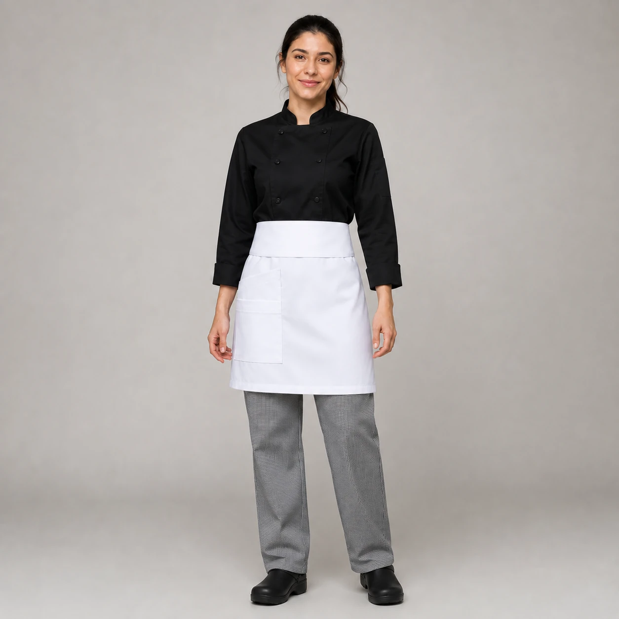 mandil corto blanco gabardina