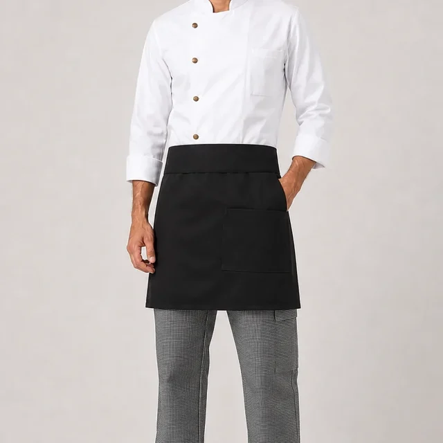 mandil corto negro gabardina