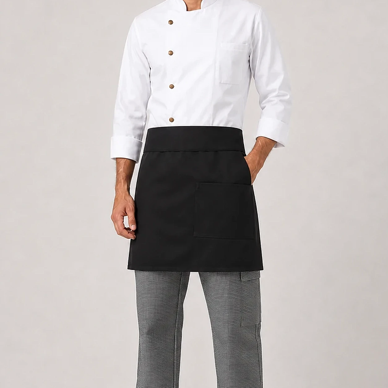 mandil corto negro gabardina
