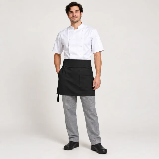 mandil corto negro gabardina