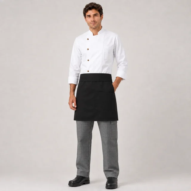 mandil corto negro gabardina