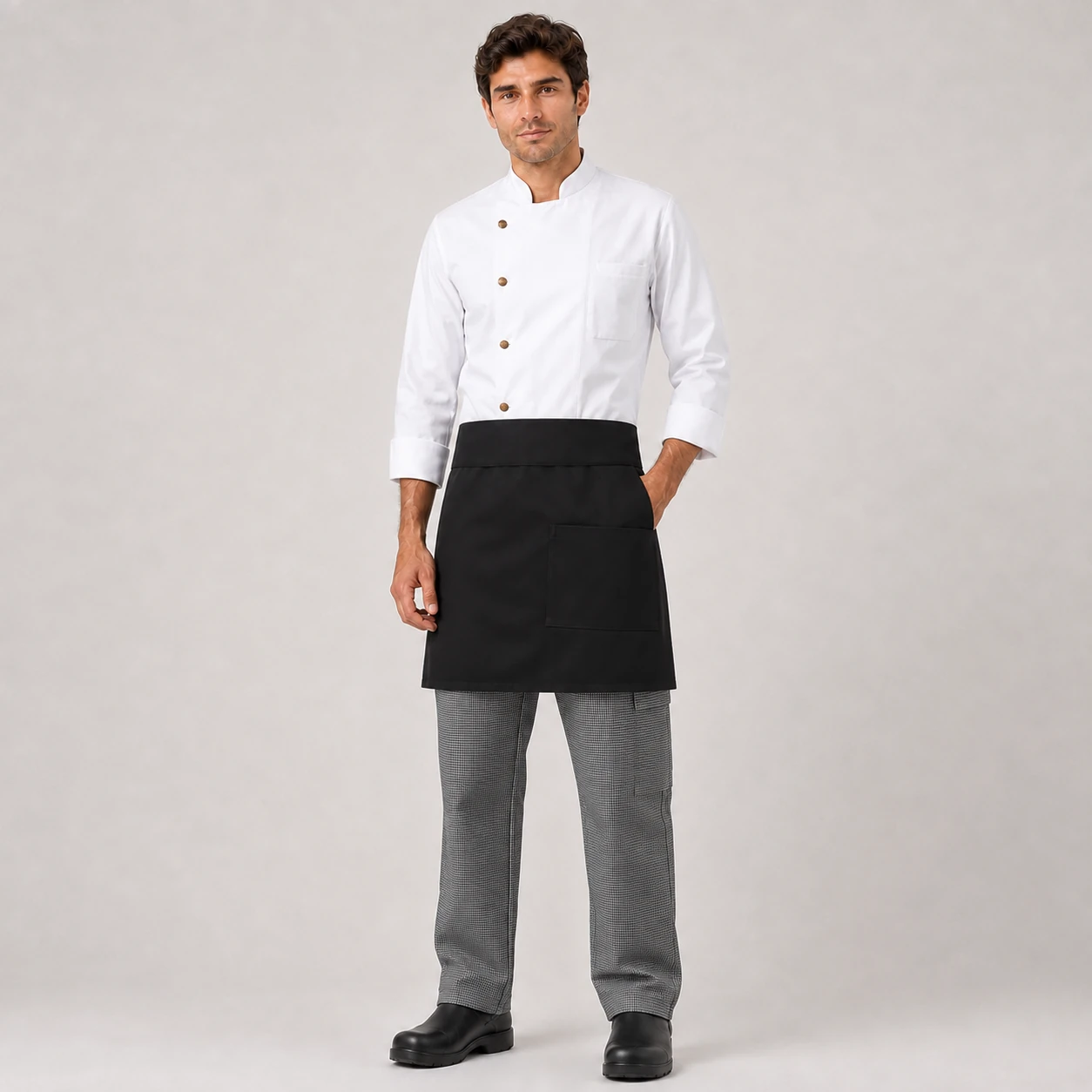 mandil corto negro gabardina