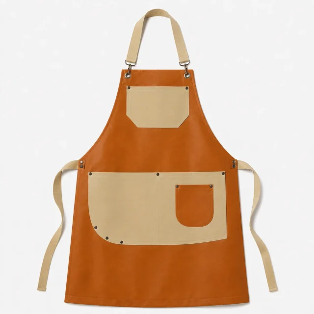 pechera delantal ecocuero naranjo beige premium (1)