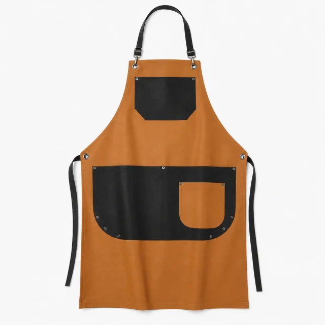 pechera delantal ecocuero naranjo negro premium (2)