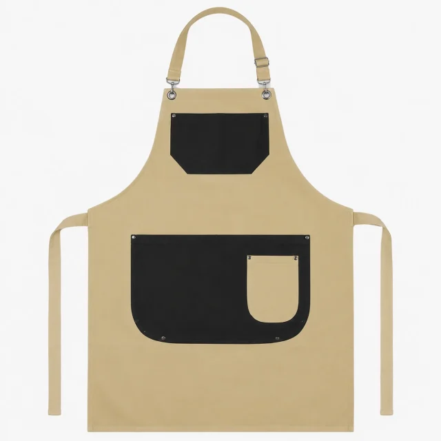 pechera delantal ecocuero beige negro premium (2)