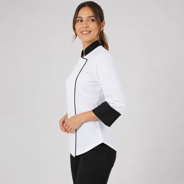 chaqueta chef blanca negra boton dama (1)