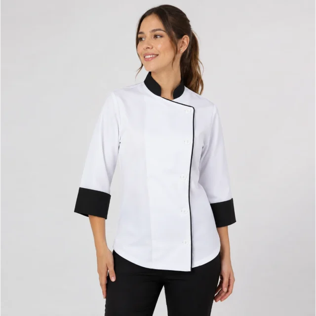 chaqueta chef blanca negra boton dama (2)
