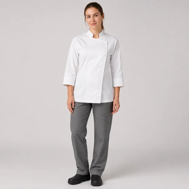 chaqueta chef elasticada boton dama