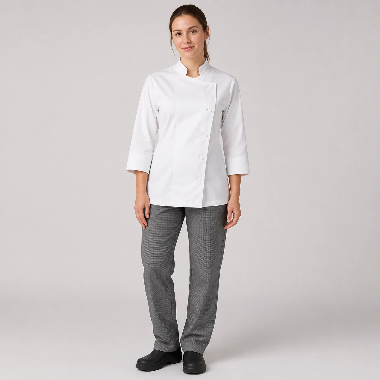 chaqueta chef elasticada boton dama