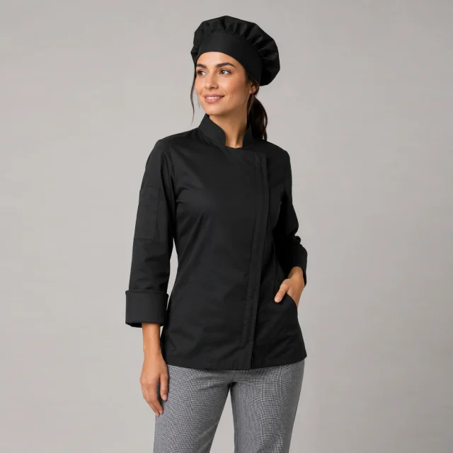 chaqueta chef negra cierre dama (1)