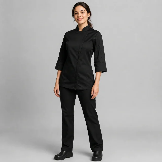 chaqueta chef negra cierre dama (2)