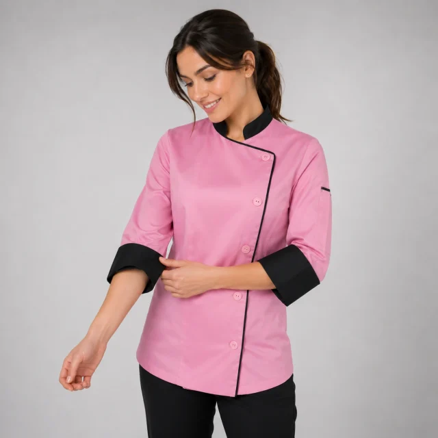 chaqueta chef rosa negro dama (2)