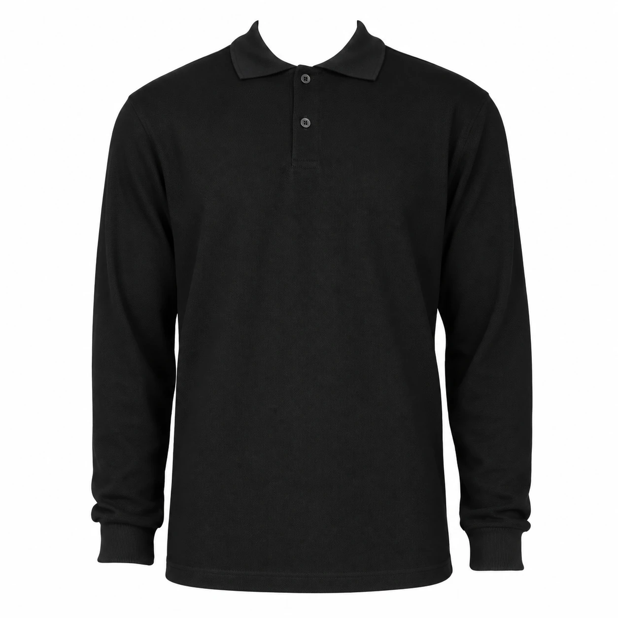polera pique negra unisex manga larga (1)