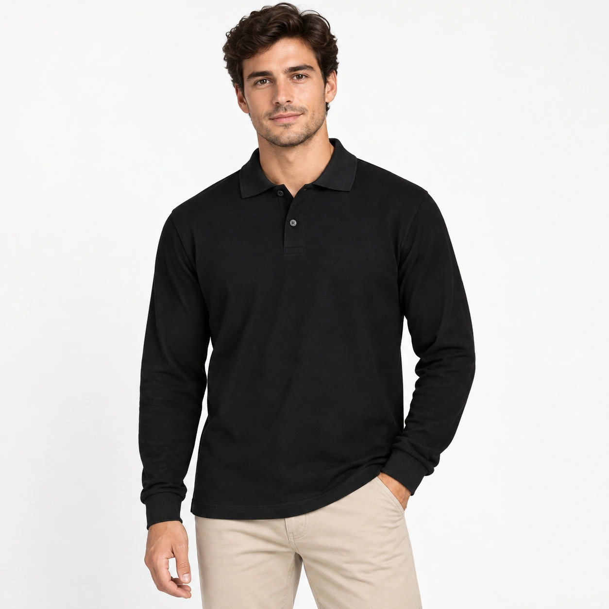 polera pique negra unisex manga larga (5)
