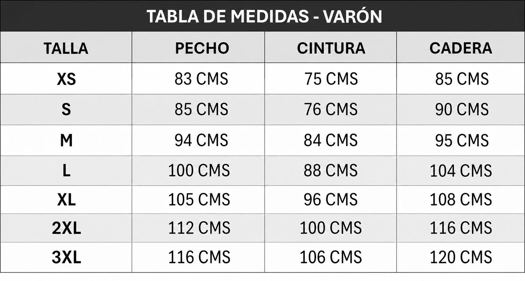 tabla chaqueta varon moderno
