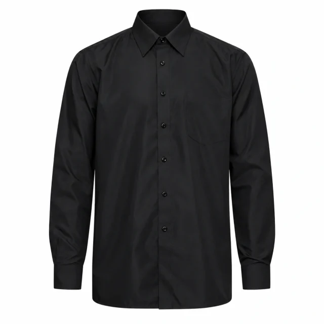 camisa negra popelina unisex manga larga marinelli (3)