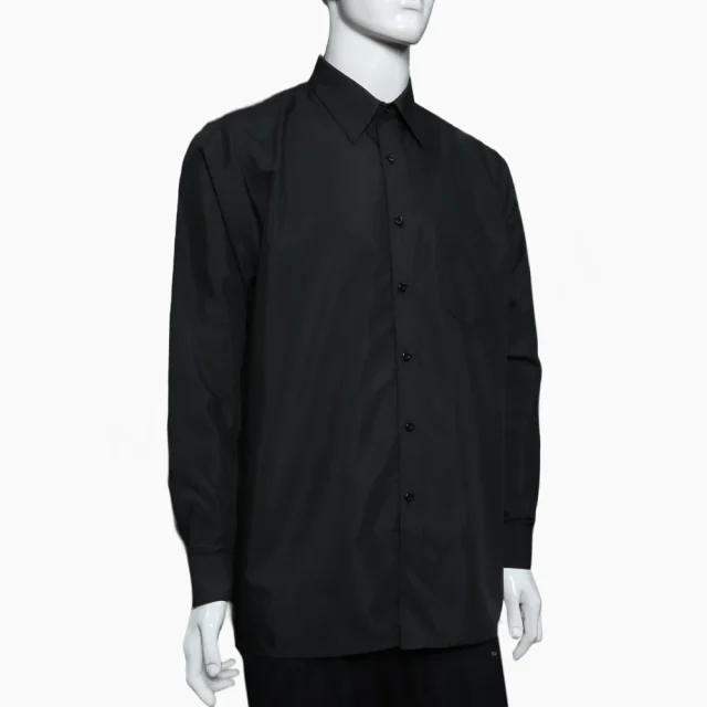 Camisa de Popelina Negra Hombre Manga Larga