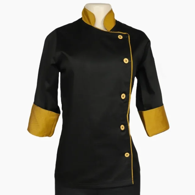 Chaqueta Chef Dama Negra Mostaza Gabardina