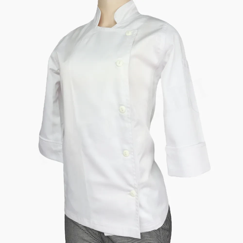 Chaqueta Chef Dama Blanca Gabardina Botones