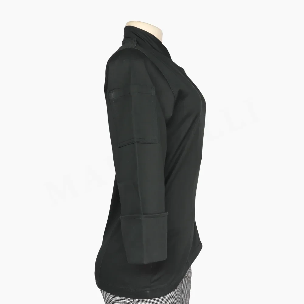 Chaqueta Chef Dama Elasticada Negra Botones - Imagen 2
