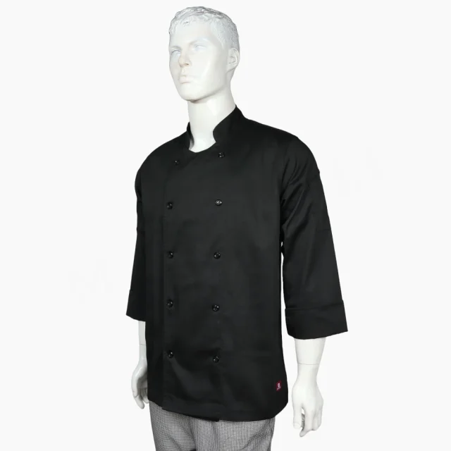 Chaqueta Chef Negra Doble Botón Gabardina