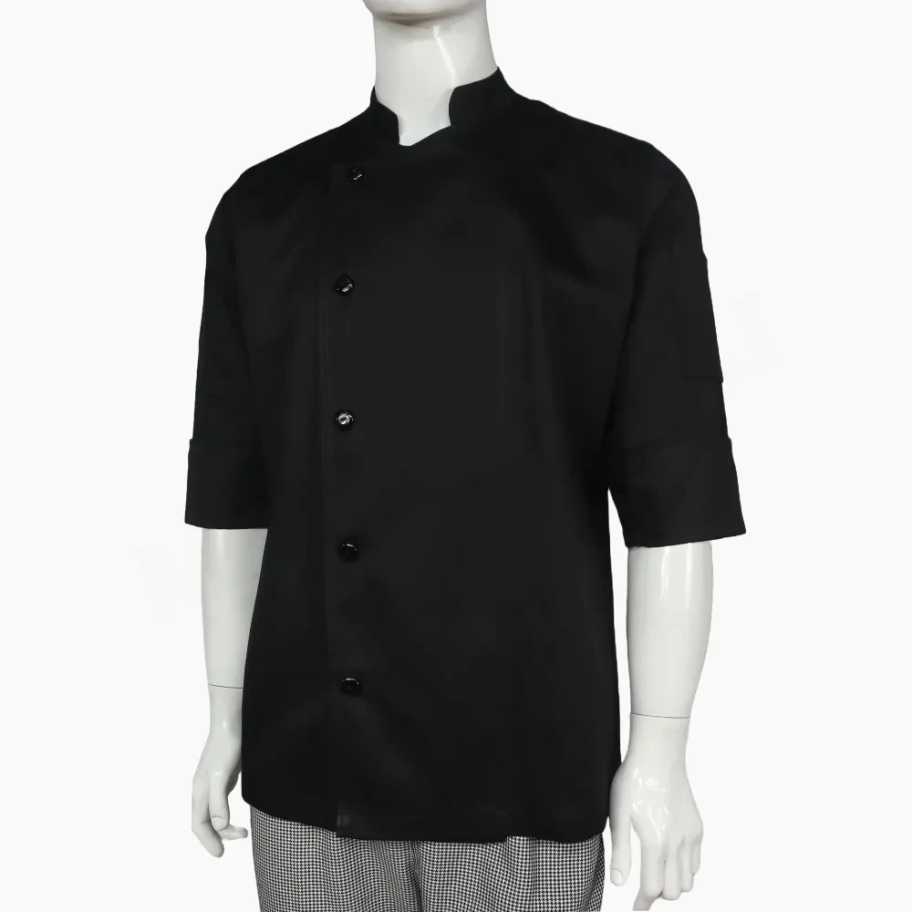 Chaqueta Chef Negra Gabardina Unisex - Imagen 2