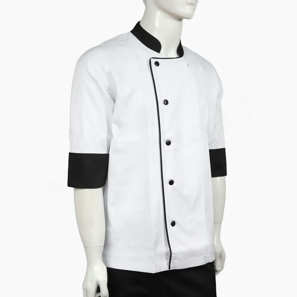 Chaqueta Chef Blanco Negro Unisex Botones - Imagen 2