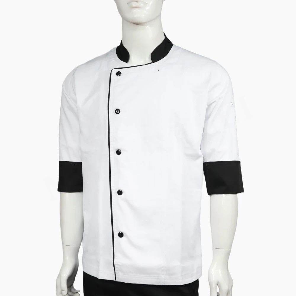 Chaqueta Chef Blanco Negro Unisex Botones