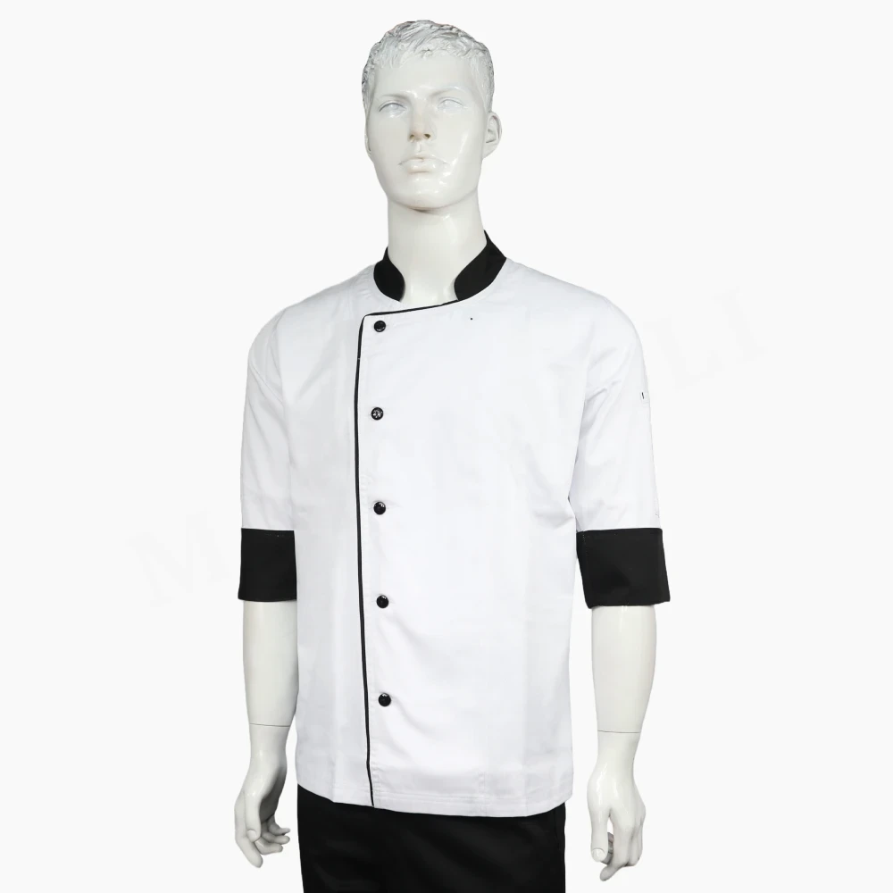Chaqueta Chef Blanco Negro Unisex Botones - Imagen 3