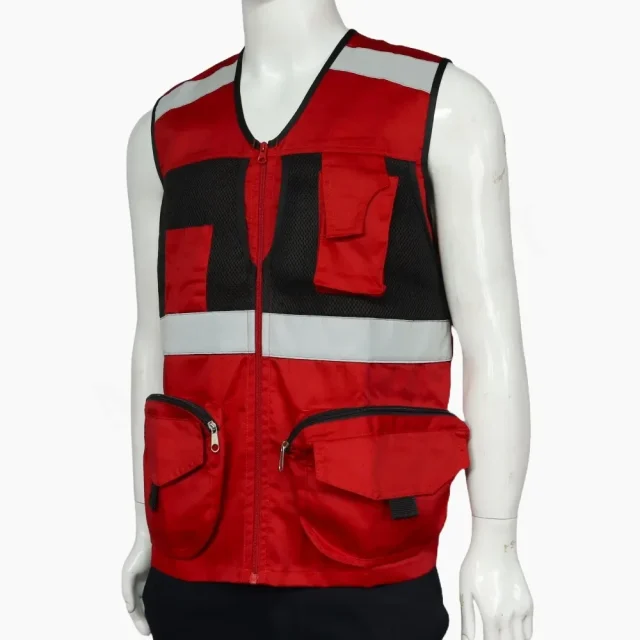 Chaleco Geólogo Gabardina Rojo Unisex