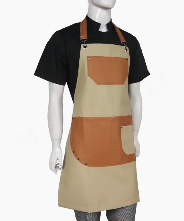 pechera ecocuero beige naranja chef cocina marinelli 4
