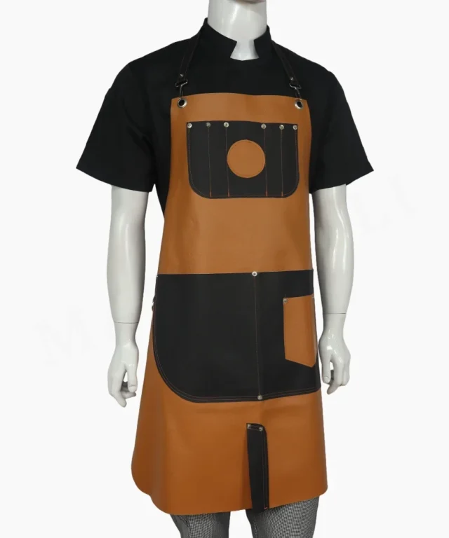 pechera ecocuero naranja negro chef cocina circular marinelli 2
