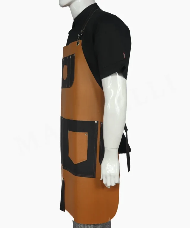 pechera ecocuero naranja negro chef cocina circular marinelli 3