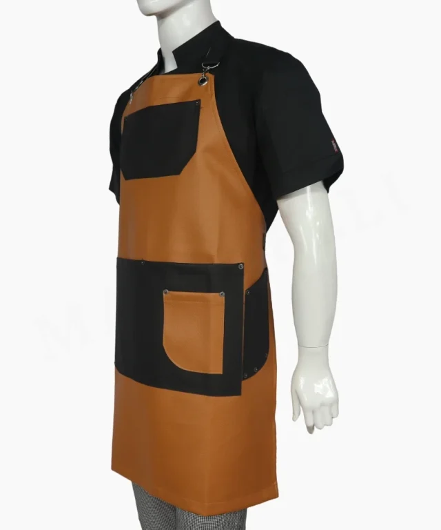 pechera ecocuero naranja negro chef cocina marinelli 1