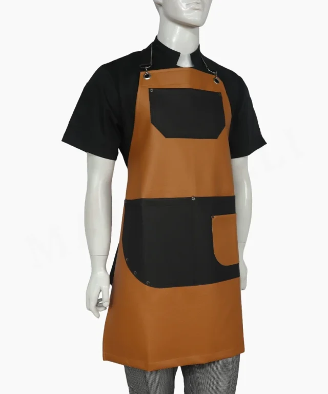 pechera ecocuero naranja negro chef cocina marinelli 3