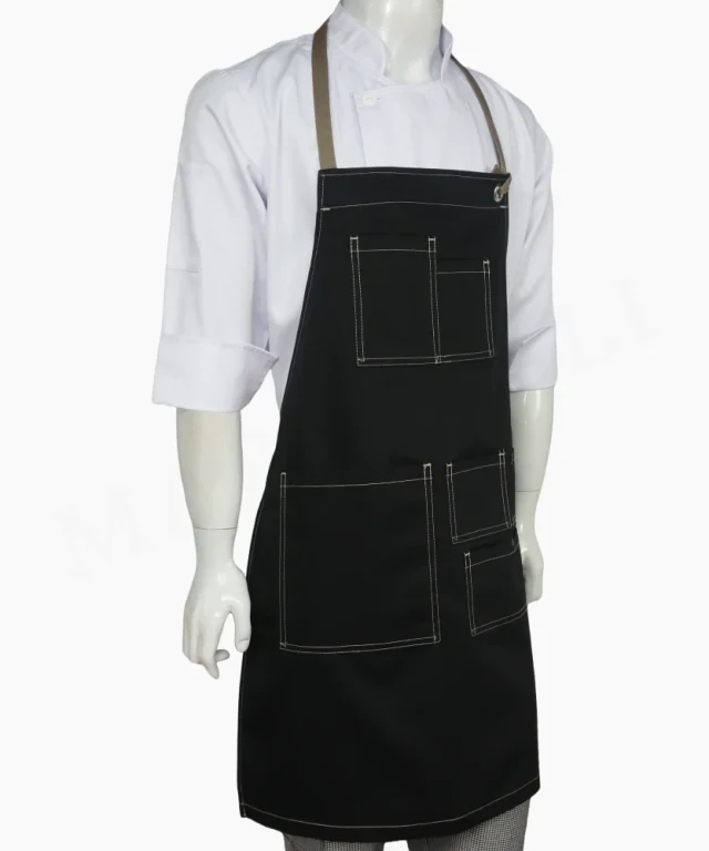 pechera negra beige gabardina chef cocina marinelli 2