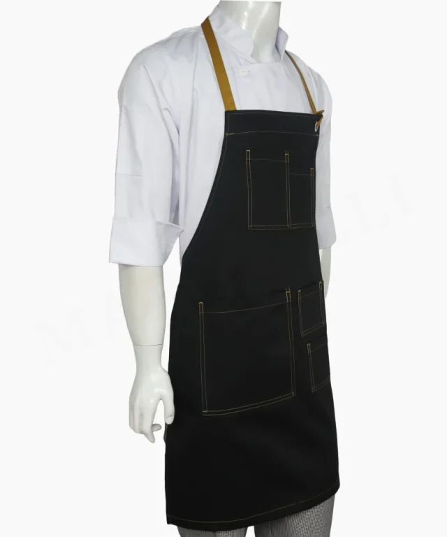 pechera negra mostaza gabardina chef cocina marinelli 2