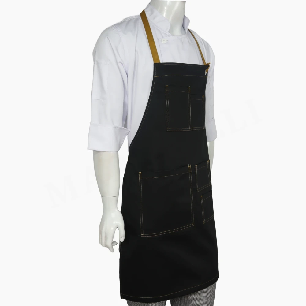 Pechera Negra Mostaza Gabardina