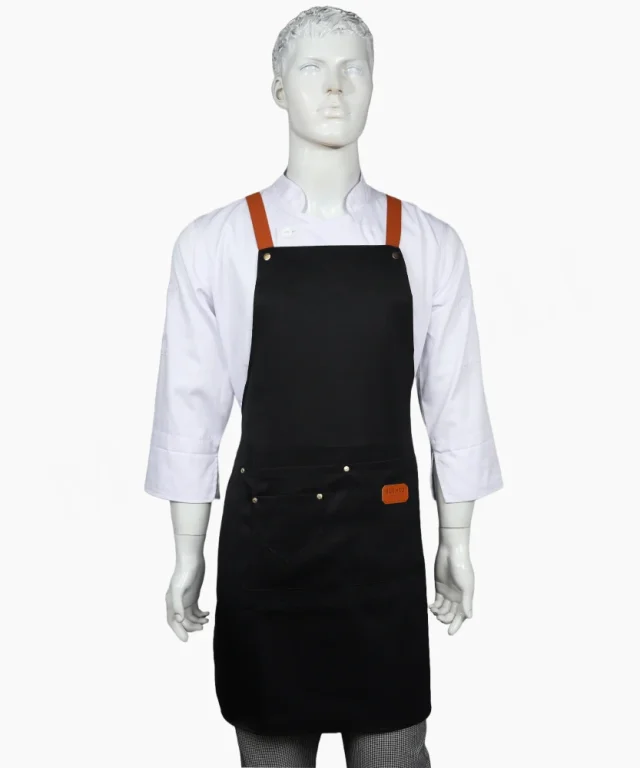 pechera negro naranjo gabardina cruzada chef cocina marinelli 2