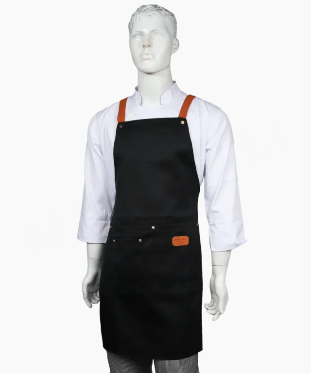 pechera negro naranjo gabardina cruzada chef cocina marinelli 4