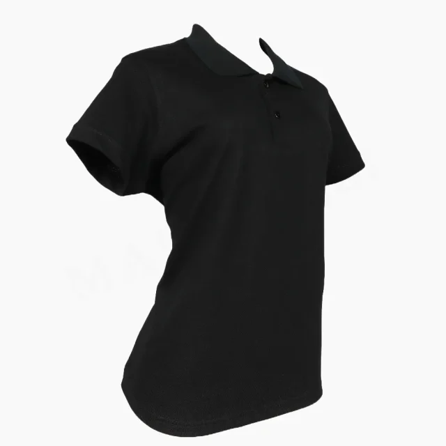 Polera Piqué Negra Dama Manga Corta